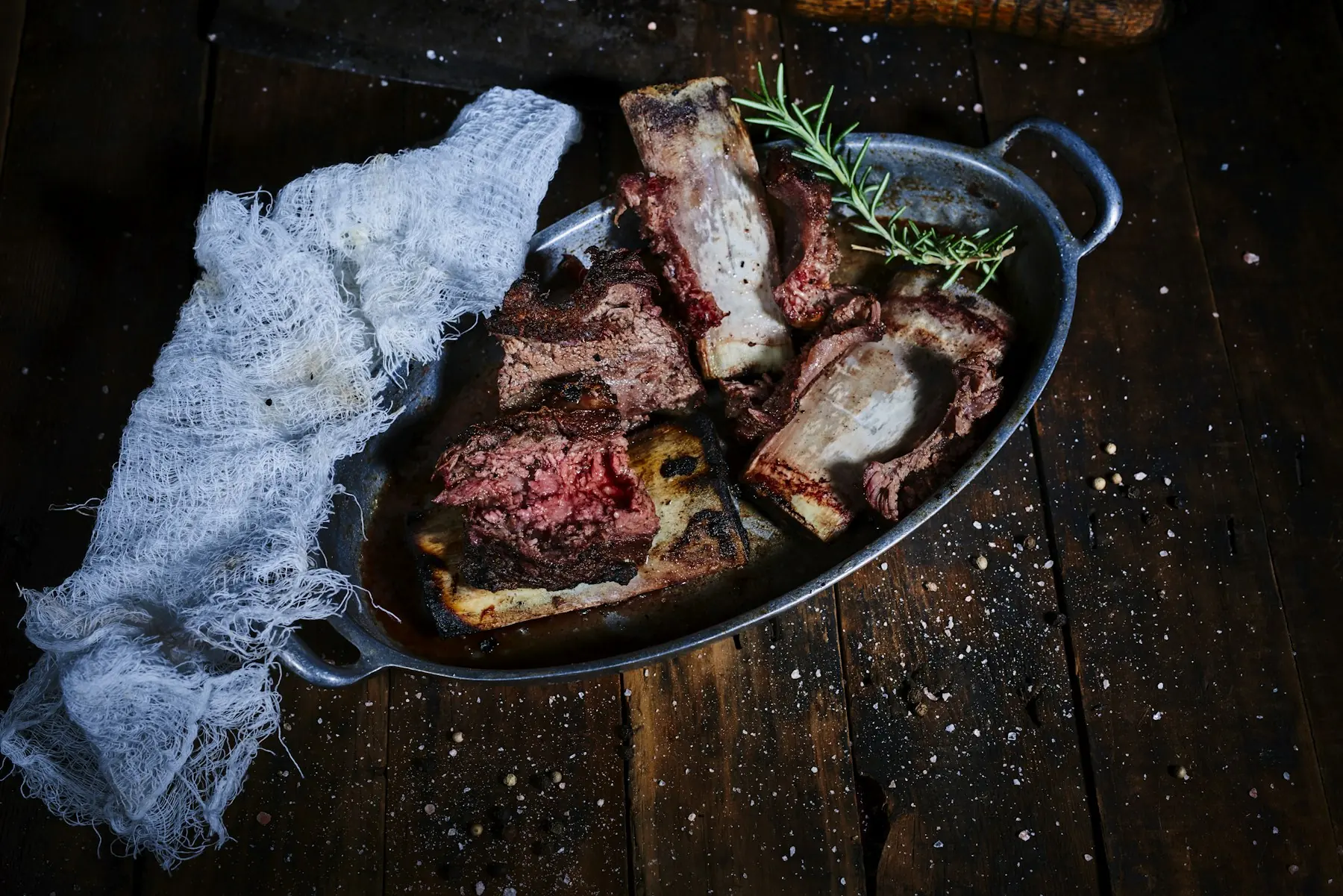 Bone-in short ribs in a pan
